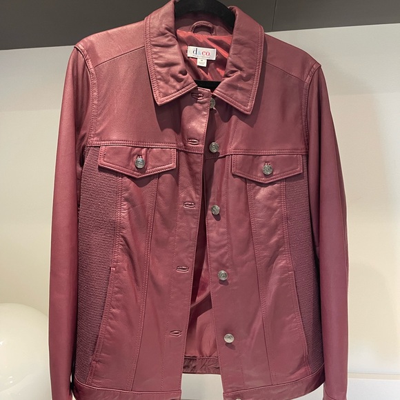 Denim & Co Merlot, Burgandy genuine leather button Jean Jacket gorgeous!Medium - Picture 11 of 11